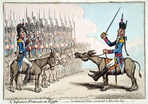 L&39;Infanterie Francaise en Egypte、またはルジェネラルl&39;Asneがイブラヒムベイに改造され、1799年にハンナハンフリーによって出版された（手描きのエッチング）